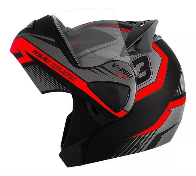 Capacete Moto Articulado com Naringueira Escamoteável Robocop Protork Jogos - Foto 2
