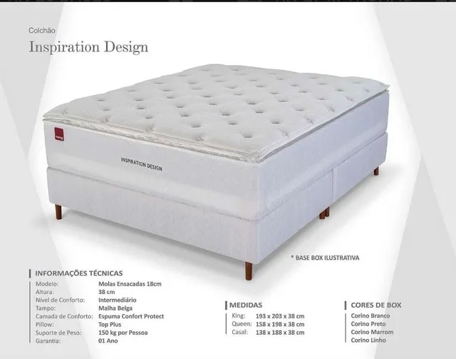 Quarto cama box casal base + colchão molas