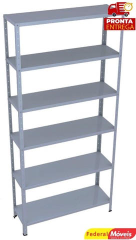 Estante de Aço com L. 30cm e 6 Bandejas Nova - Temos Crediário 