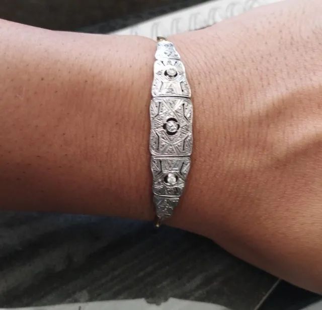 Antiga pulseira de ouro 18k e platina