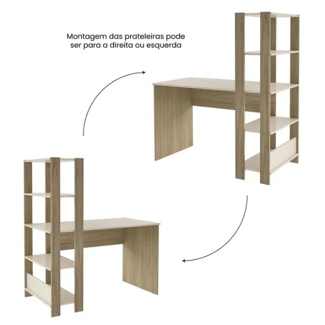 Mesa para computador com nicho off white carvalho - Foto 2
