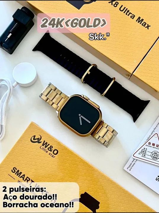 RELÓGIO MODELO SMARTWATCH PULSEIRAS DOURADA E VAI UMA PULSEIRA DE BORRACHA TB - Foto 4