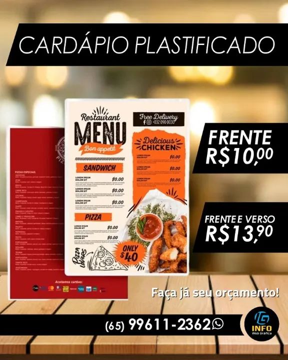 Cardápio Plastificado