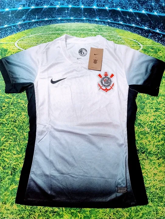 Camisa Feminina Corinthians Home Branca 2024. Torcedor Qualidade Top