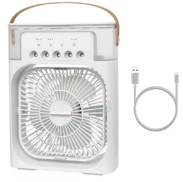 Ventilador Umidificador Climatizador Portátil Ar Água Led Usb De Mesa - Foto 2