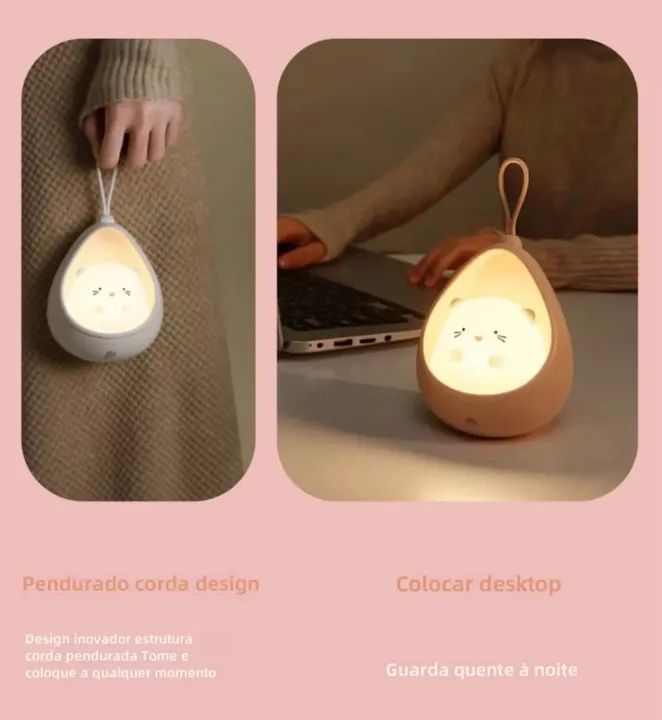 Luminária Sensor De Movimento Gatinho Rosa Led - Foto 3