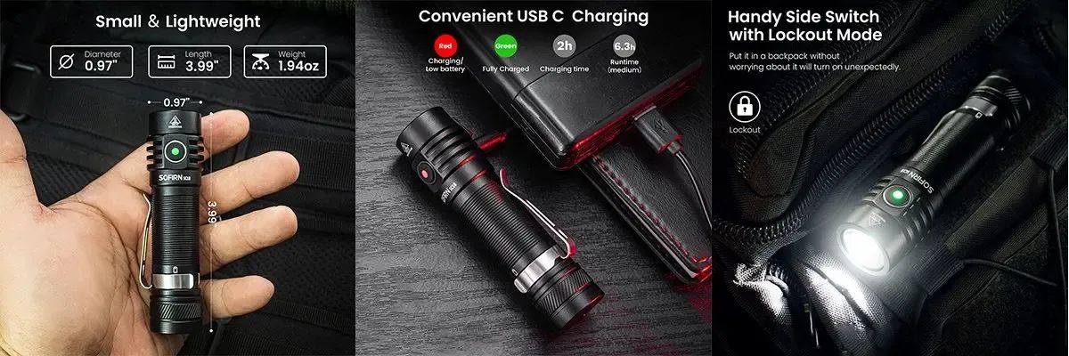 Sofirn SC18 1800lm edc Lanterna usb C Recarregável sst40 led 18650 Optics Lens - Foto 4
