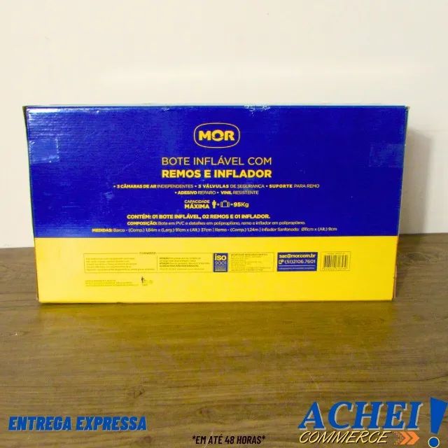 Bote Inflável Mor 1,92m X1,15m Com Remos E Inflador Mor - Novo - Foto 3