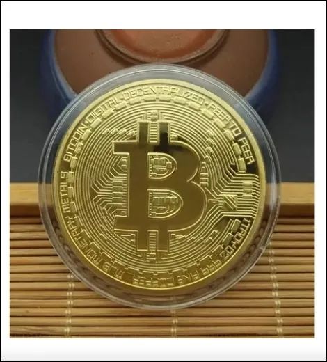 Moeda Bitcoin (Ouro)  Moeda Virtual - Cripto Moeda + Case Protetor Acrílico - Foto 4