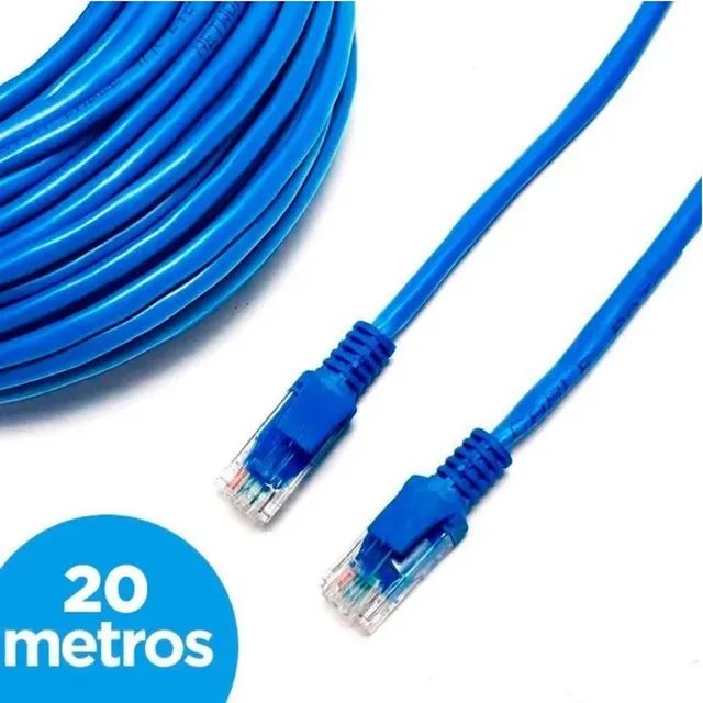 Cabo De Rede Internet Profissional Azul 20 Metros Com Conector - Foto 5