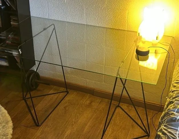 Linda Mesa de escritório moderna em vidro e metal - Foto 2