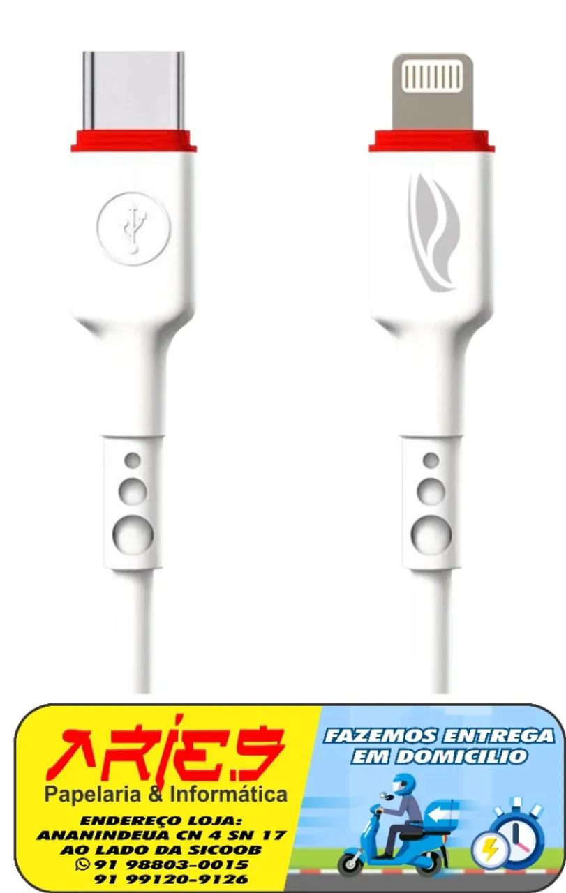 CABO USB TIPO C X LIGHTNING 1 METRO 3A C3TECH CB-CL100WH