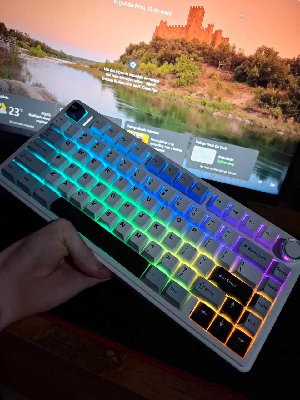 Teclado Mecânico Gamer AULA F75 RGB