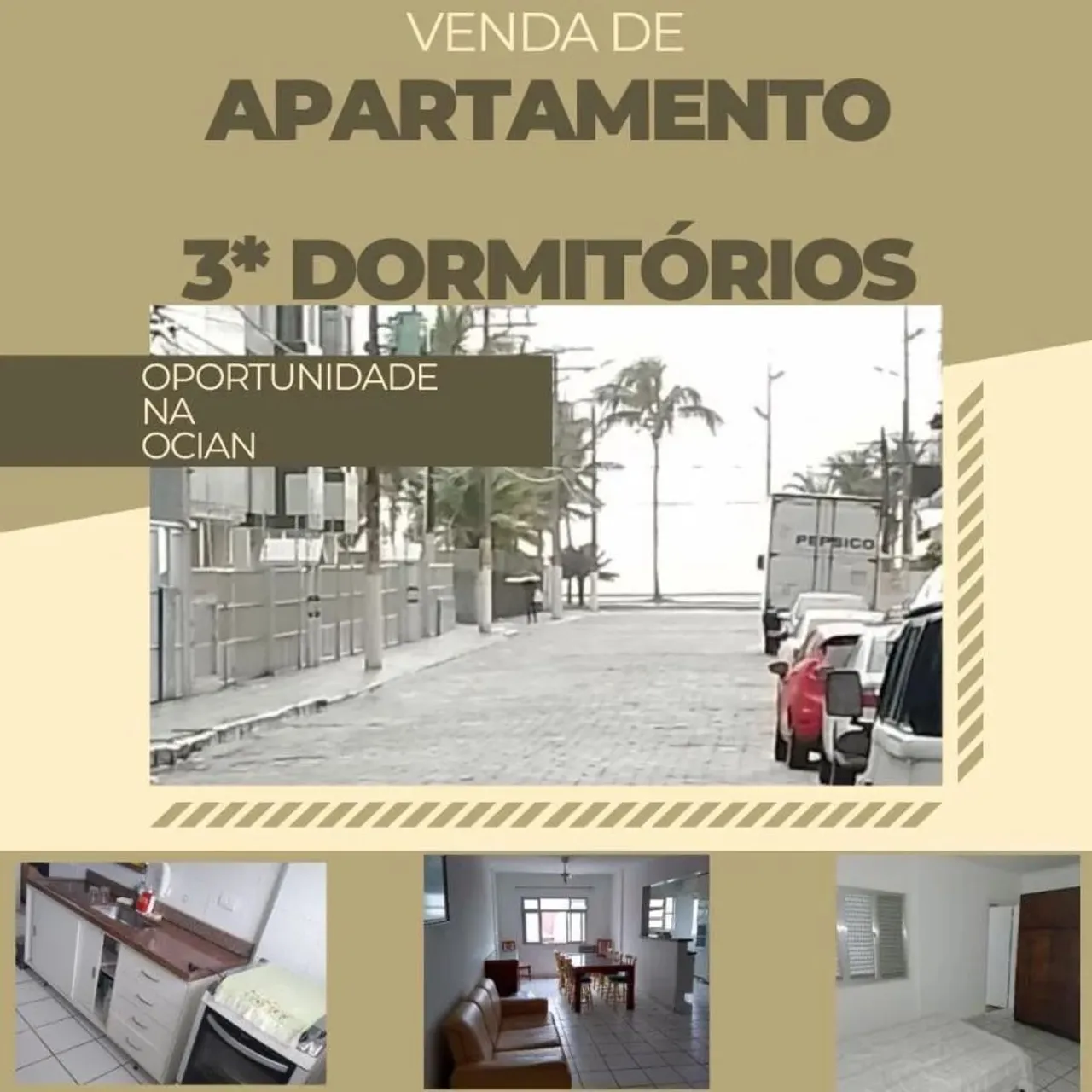 Apartamento para Venda em Praia Grande, Ocian, 3 dormitórios, 1 suíte, 2 banheiros, 1 vaga
