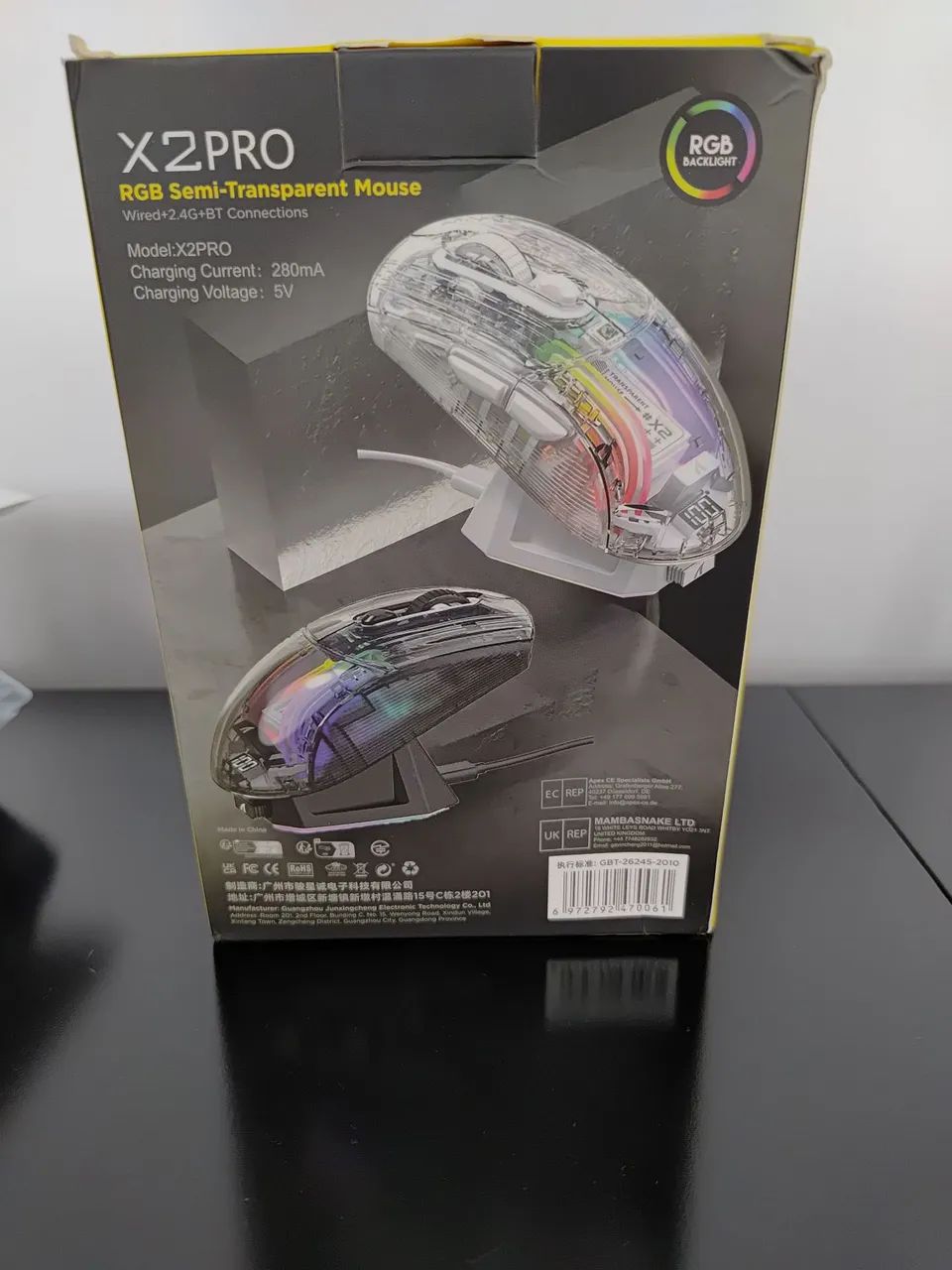Mouse Gamer RGB Semi-Transparente(PRETO) Attack Shark X2 Pro [LACRADO] - Foto 2