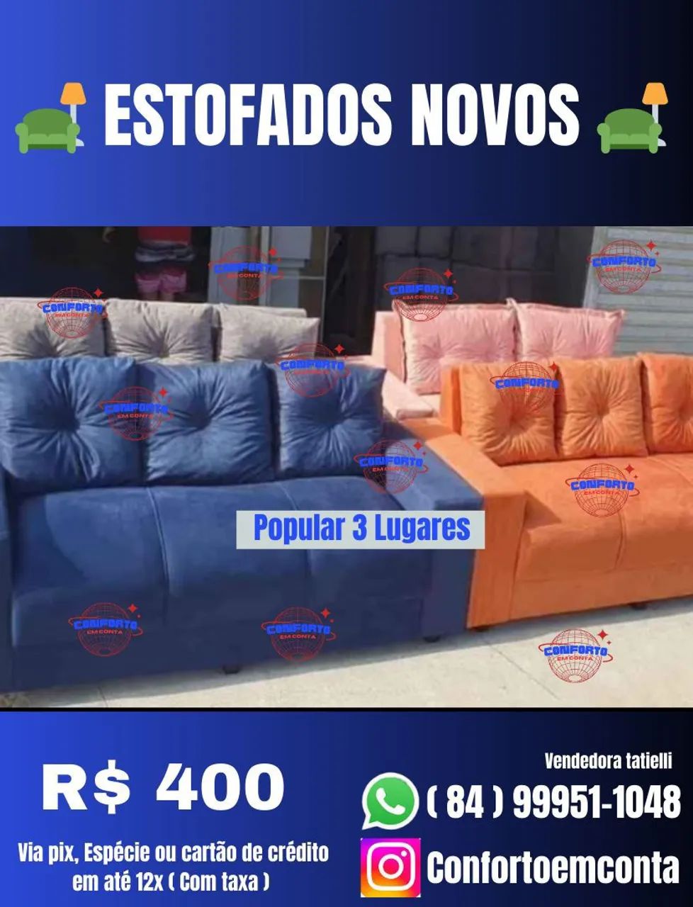 Sofá Popular 3 e 4 lugares novo - R$400