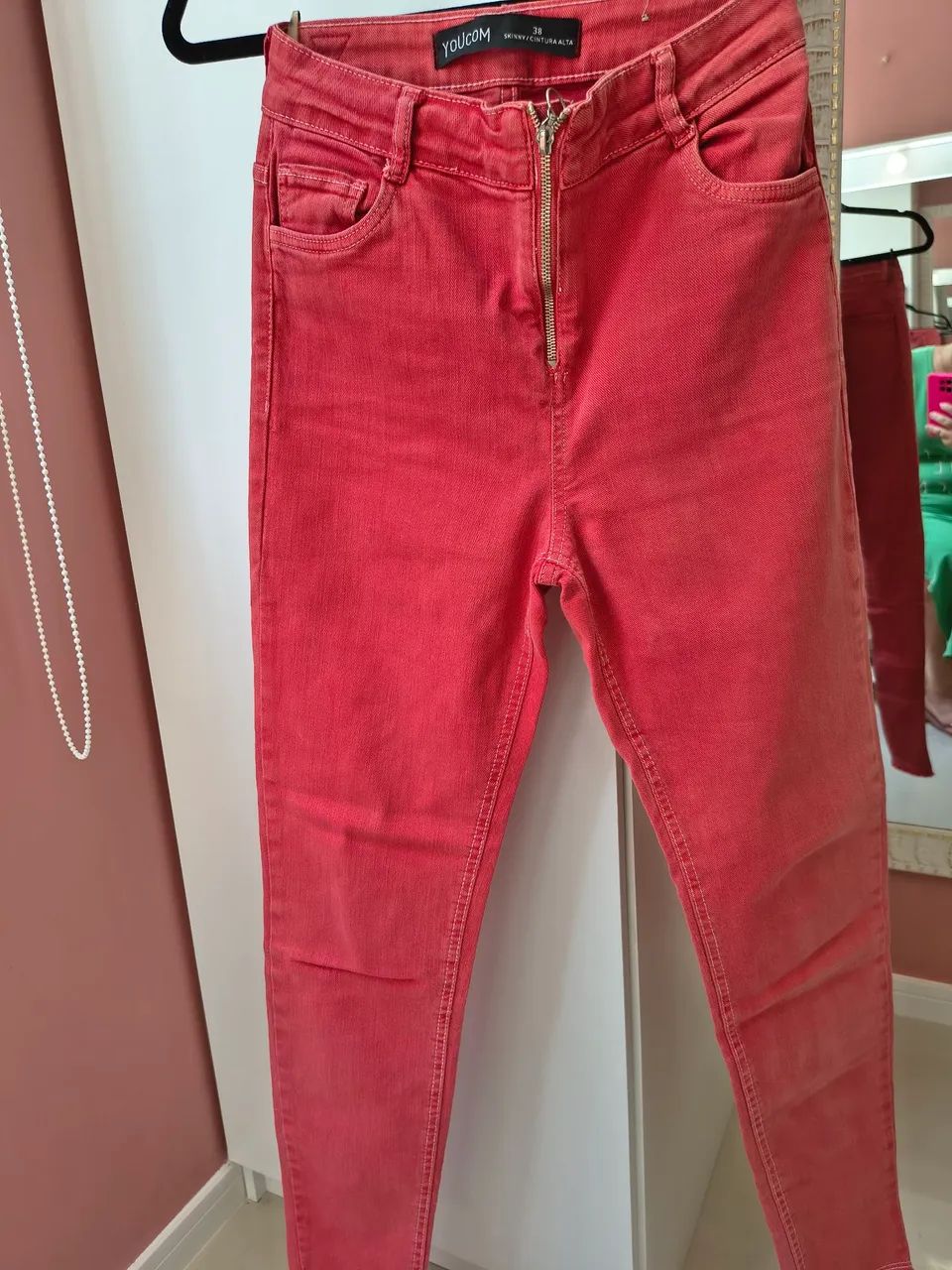 Calça Jeans Skinny Youcom Vermelha Tam 38