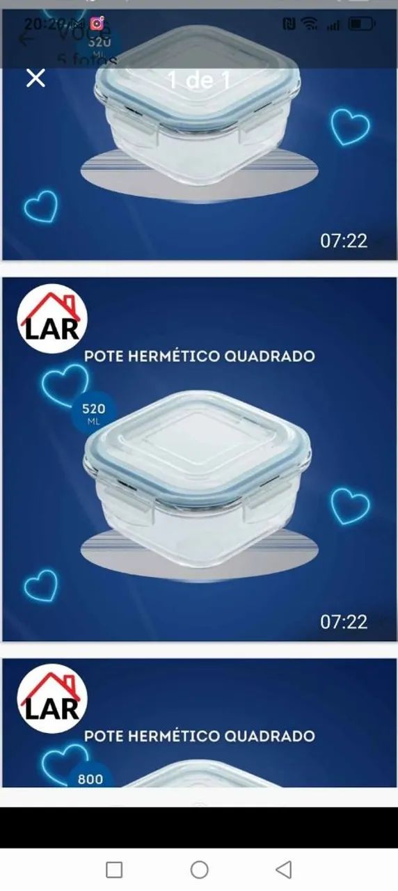 Kit 12 potes de vidro herméticos 520ml