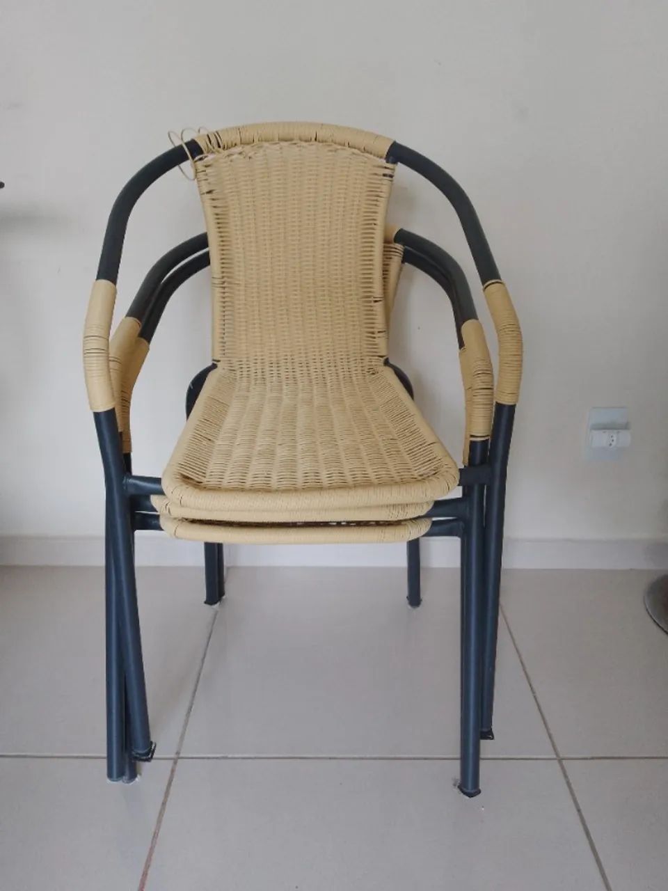 4 CADEIRAS Outzen Rattan Aço Café Claro - Foto 2