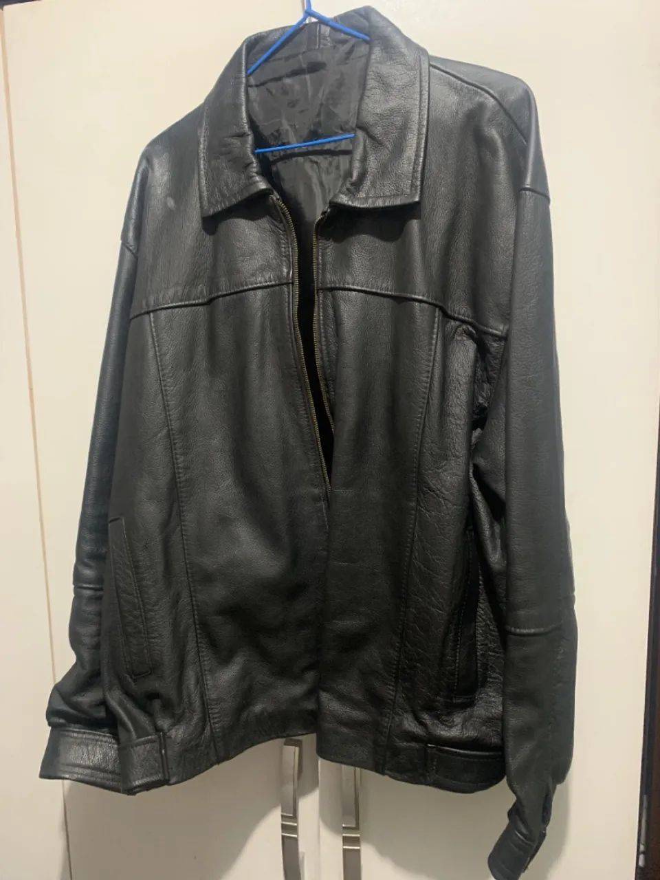 Jaqueta de couro masculina preta - Foto 2