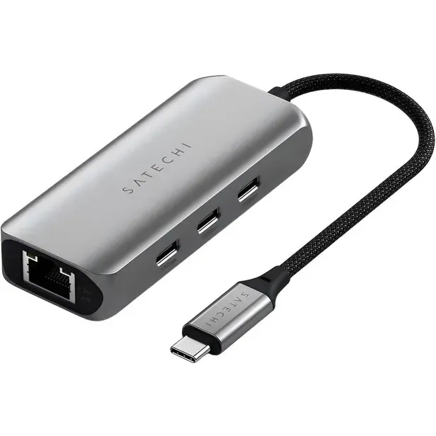 Adaptador Hub Satechi USB-C 4 em 1 com Ethernet de 2,5 Gigabit ST-H3C25EM