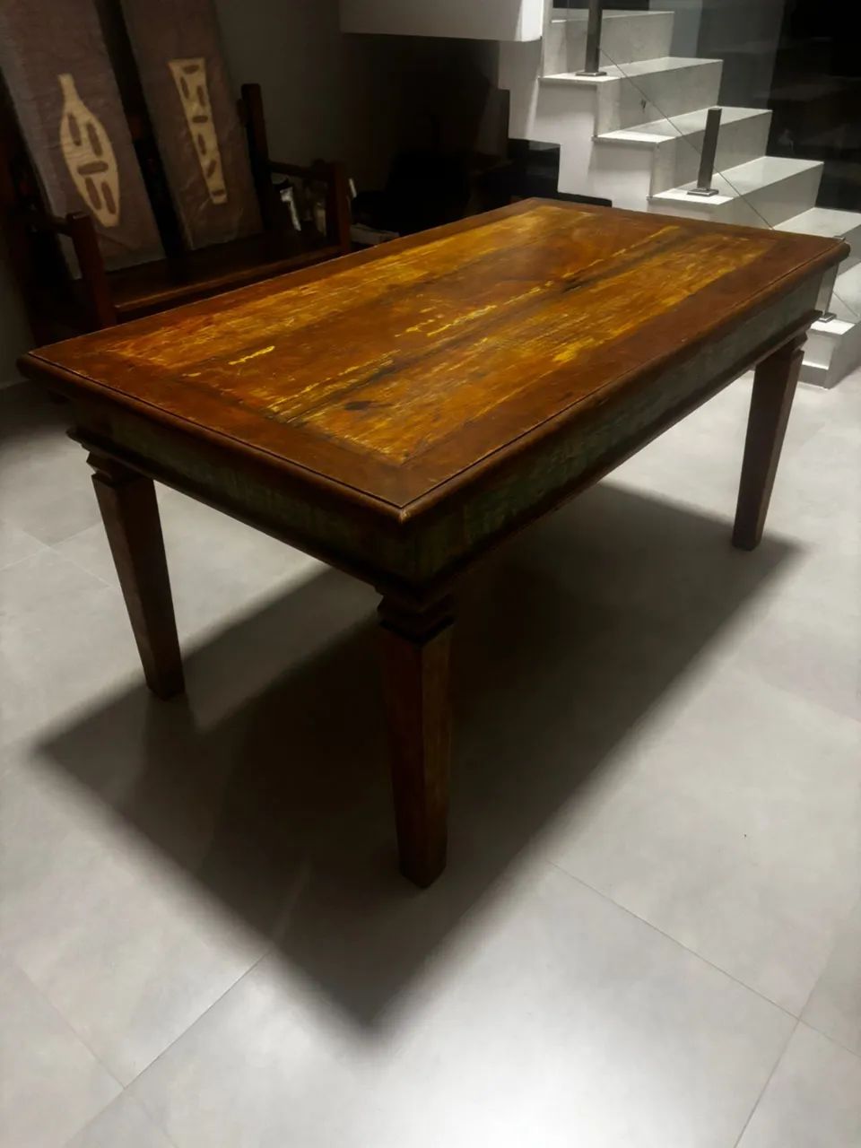 Mesa 160x88 maciça madeira de demolição com tinta - Foto 3