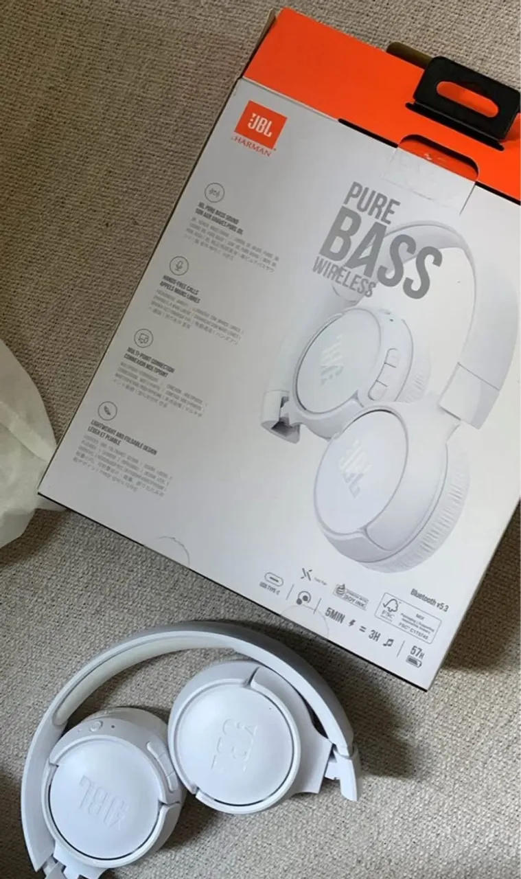 Fone de ouvido JBL Pure Bass Wireless - Branco