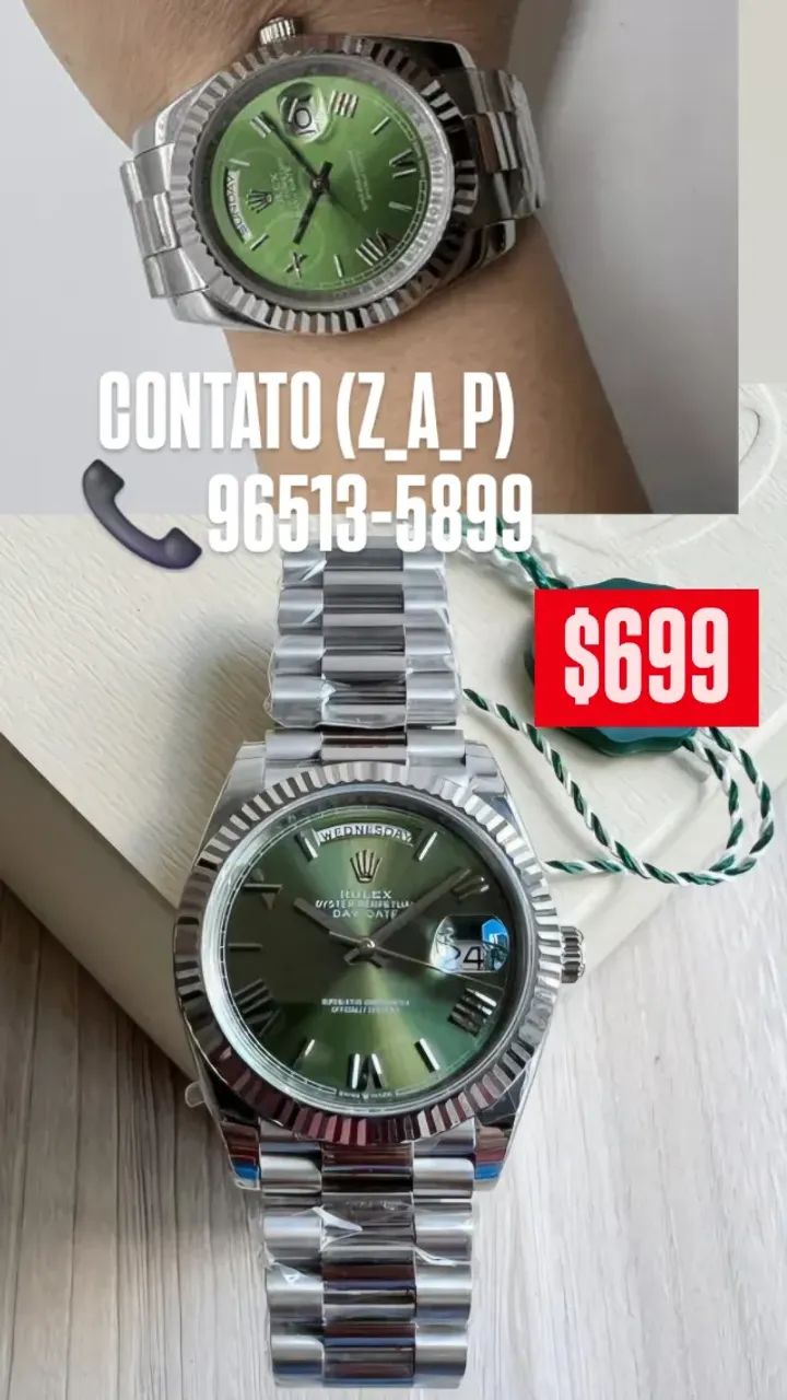 Relógio ROLEX AUTOMÁTICO PRESIDENTE FUNDO VERDE  - Foto 3