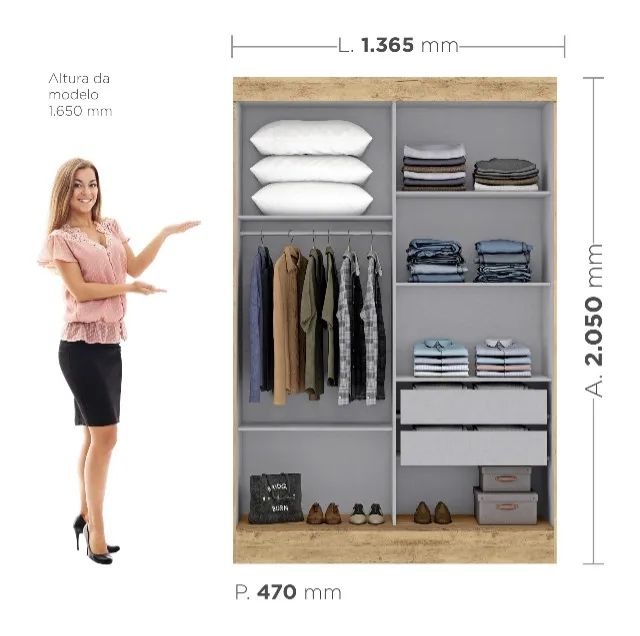 Guarda-Roupa Solteiro Porta de Correr com Espelho Cancun -  NOVO e EMBALADO  - Foto 3
