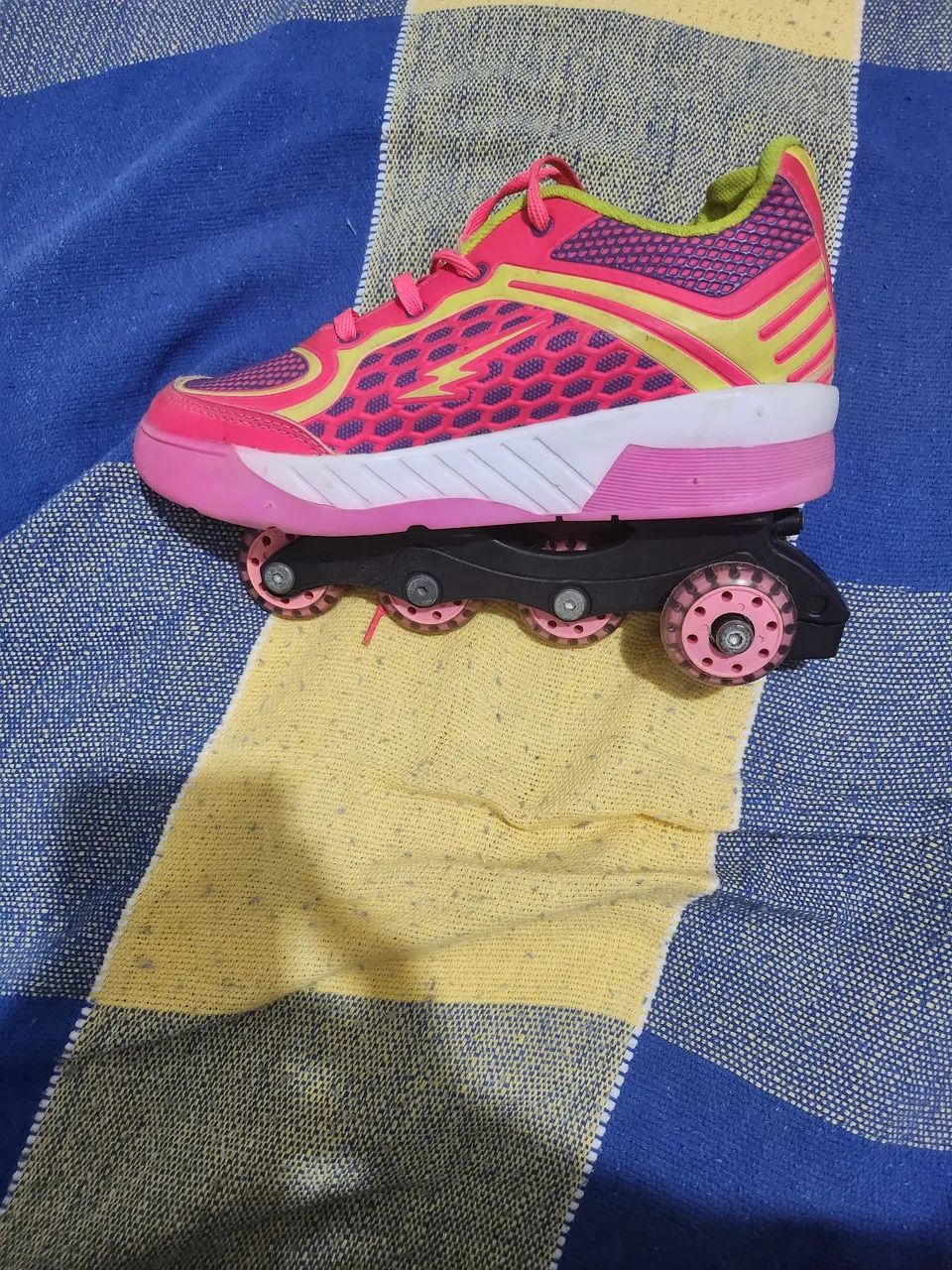 Patins com Rodinhas Retrátil Rosa e Roxo Esportes Sobre Rodas