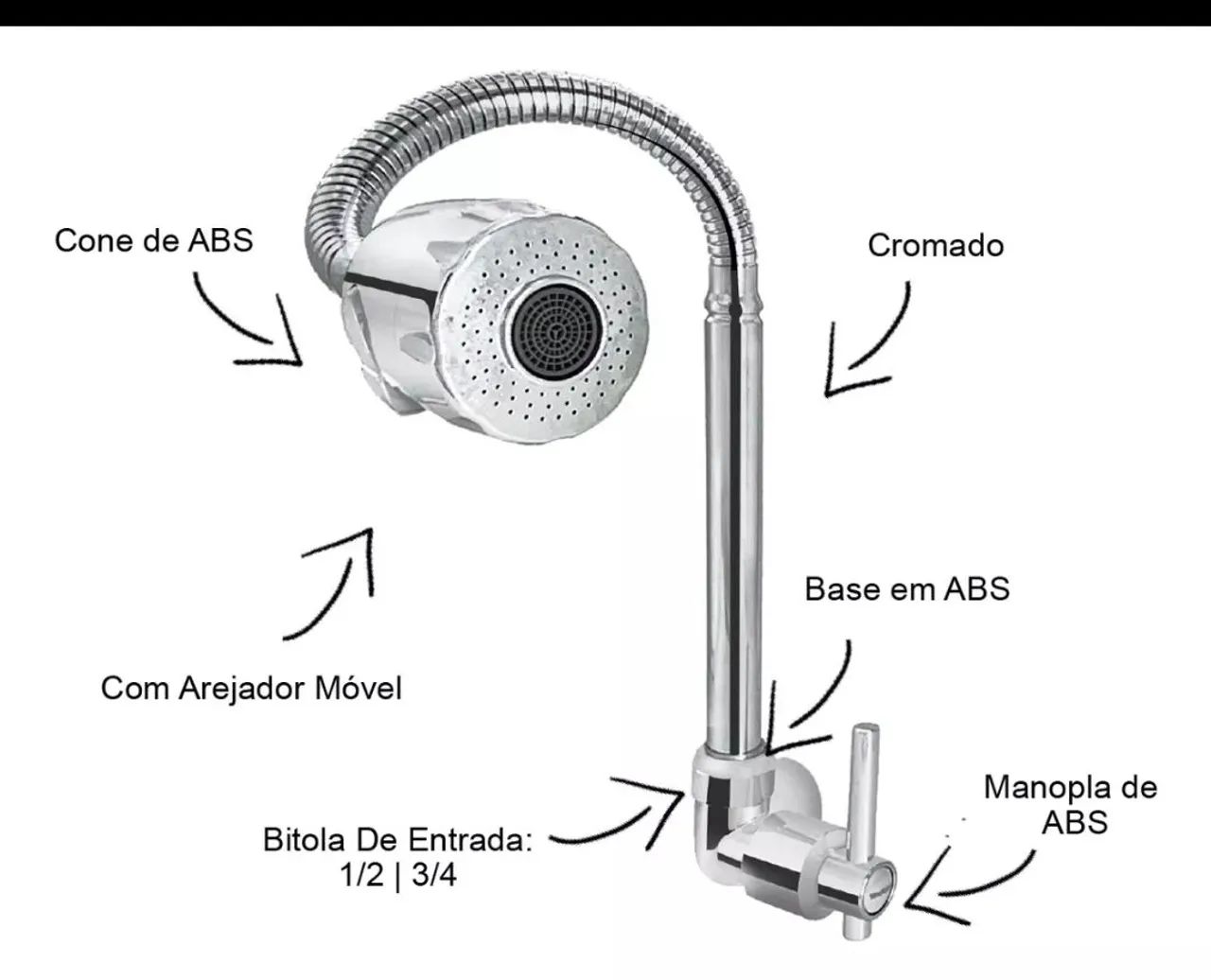 Torneira de Cozinha com Bico Articulável - Aço Inox - Foto 4