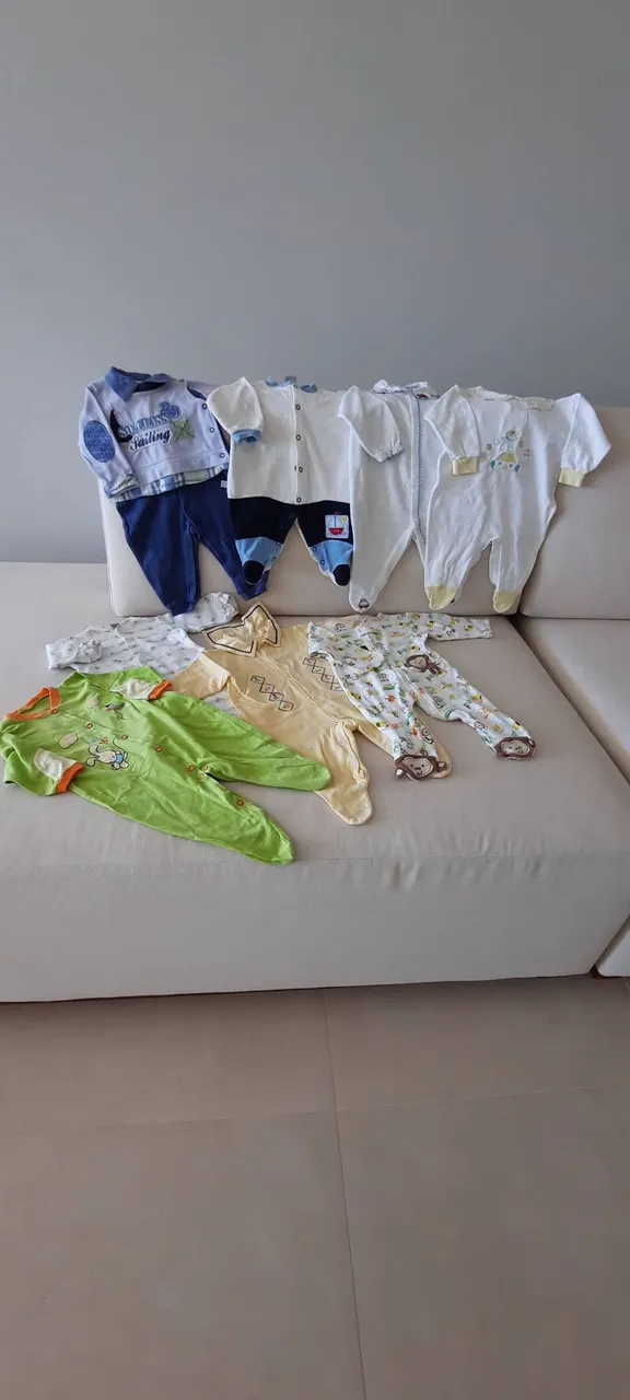 Lote de 19 peças macações bebê P M G