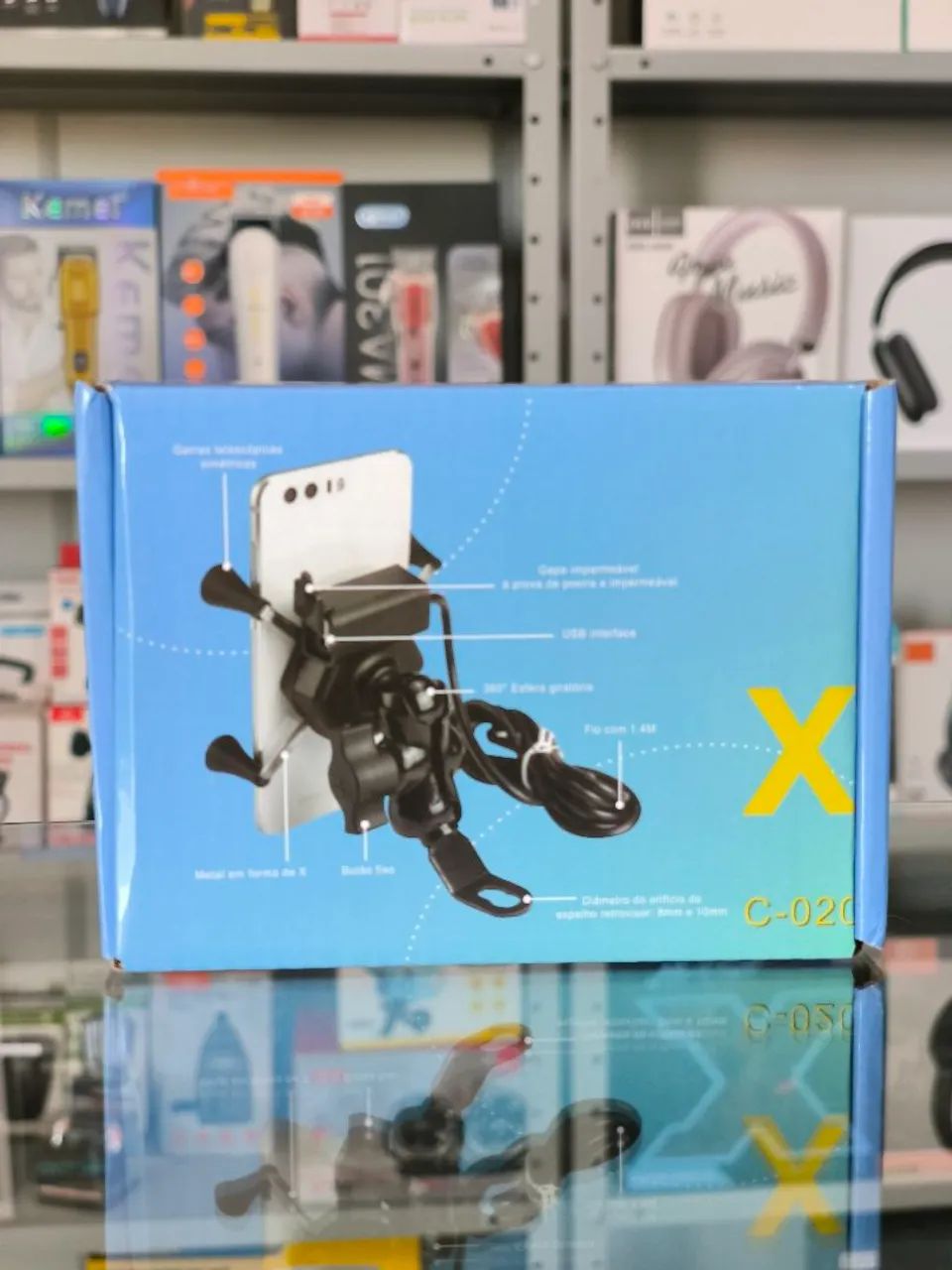 Suporte aranha para celular com carregador USB 