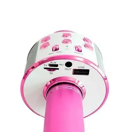 Microfone Bluetooth Karaokê Sem Fio Rosa Pink - Foto 3