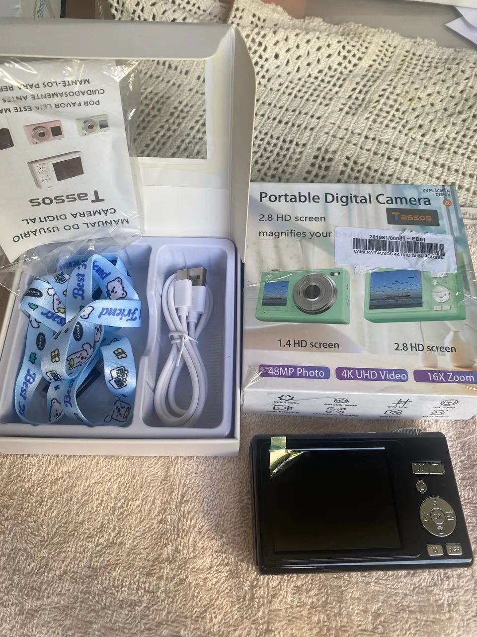 Câmera Digital 4k 48mp Hd, Tela Dupla, Zoom 16x, Foco Automá