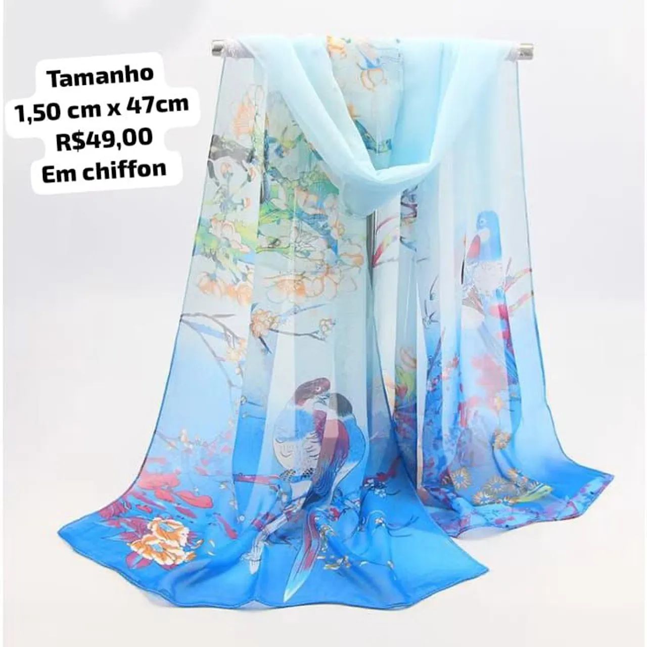 Lenço de Chiffon Floral - a cara da riqueza linha premium luxo  - Foto 2