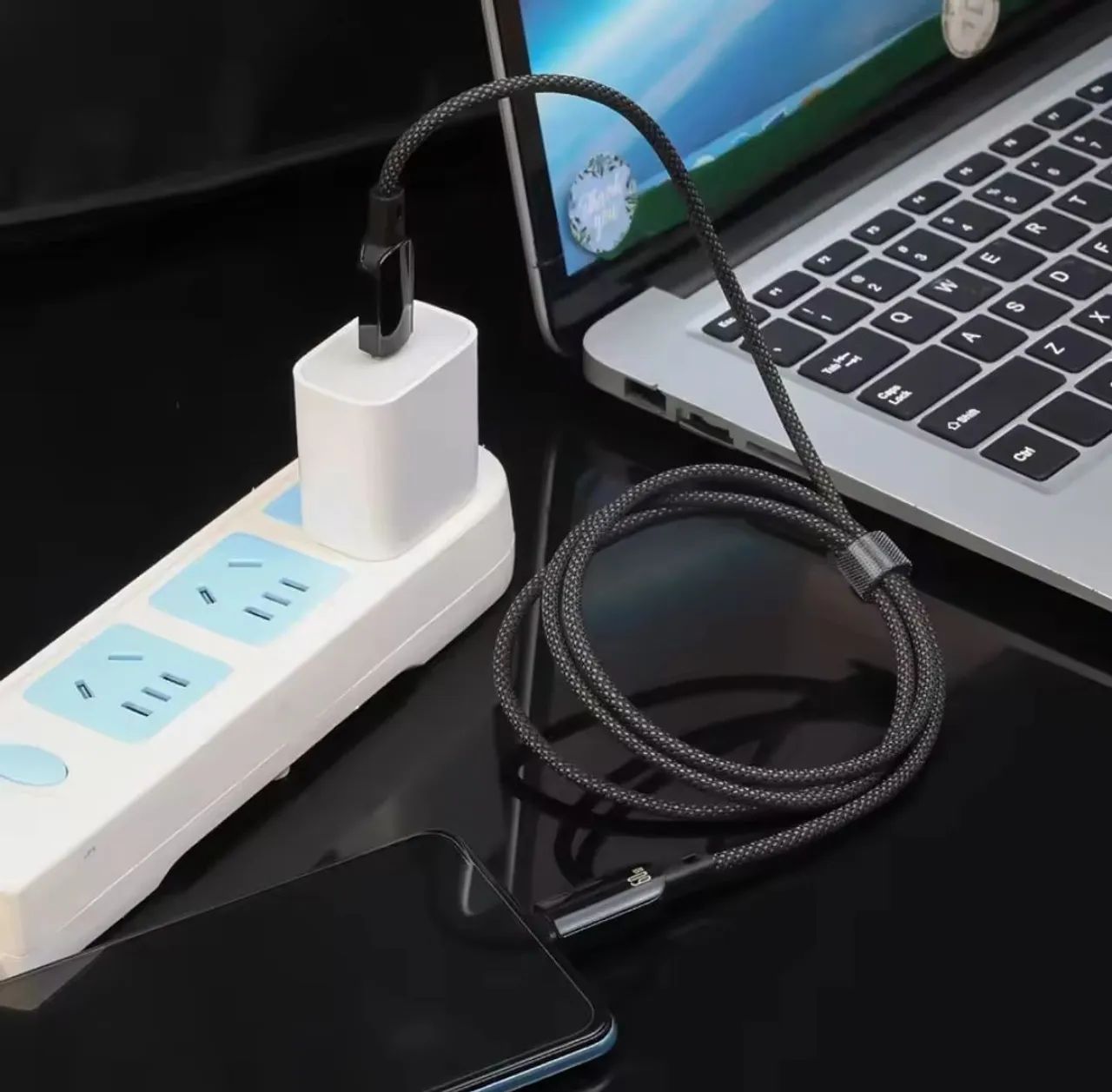 Cabo USB-C Duplo com Visor 60W- 1.2M - Carregamento Rápido - Foto 2