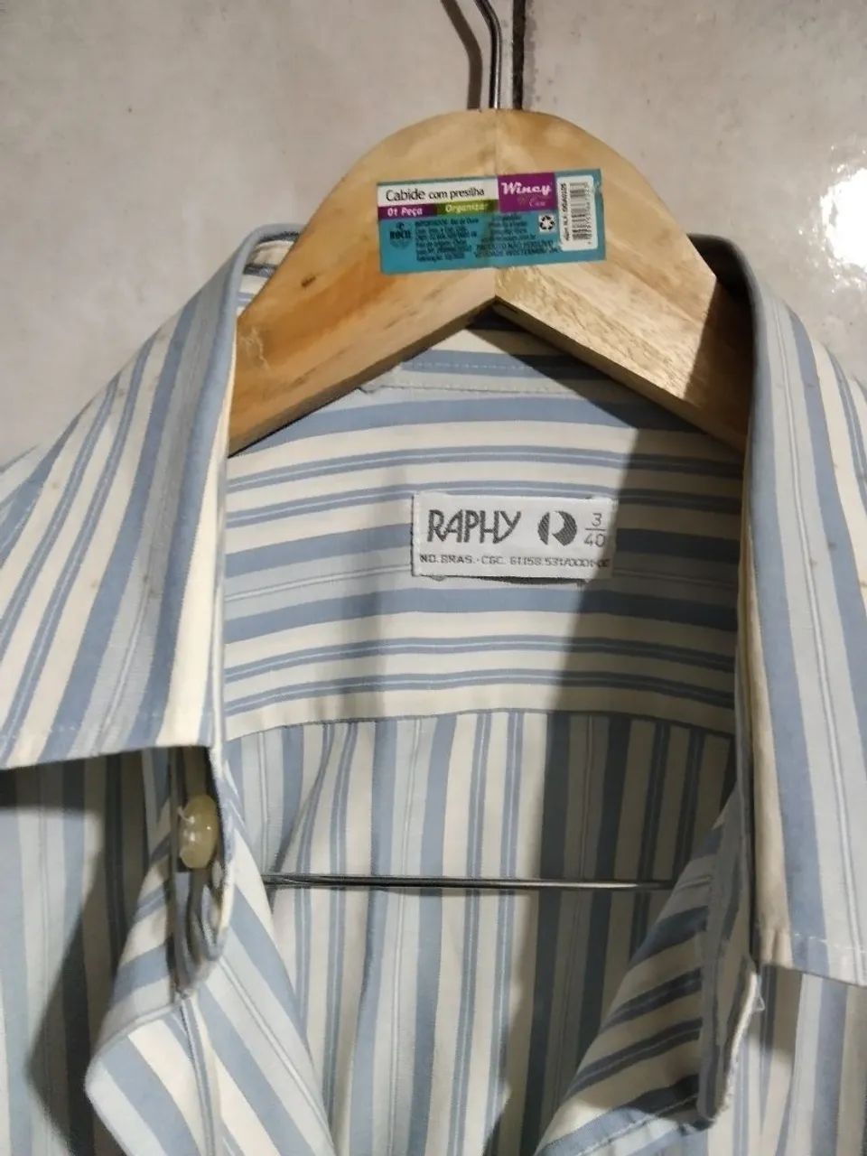 Camisa listrada Raphy azul e branca - Unissex  - Foto 2