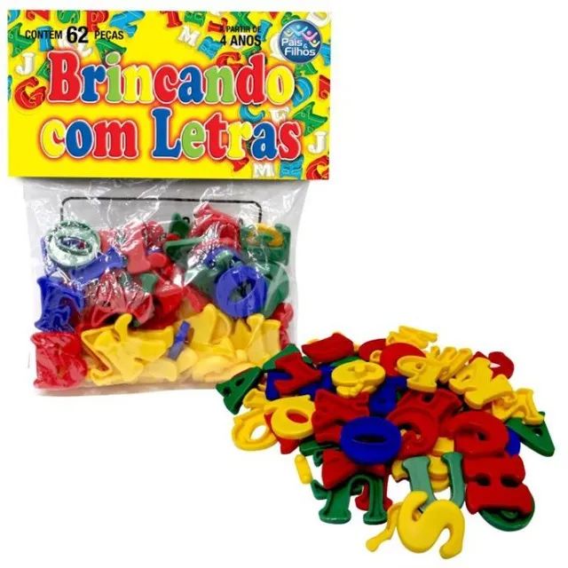 Brinquedo Pedagógico Brincando com Letras 62 peças - Pais e Filhos