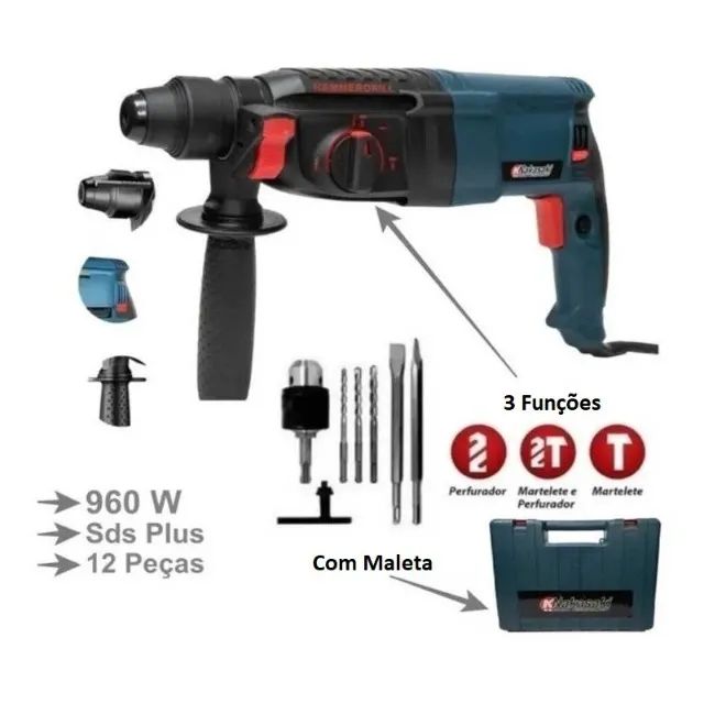 Furadeira De Impacto Martelete Rompedor 960w - Foto 4