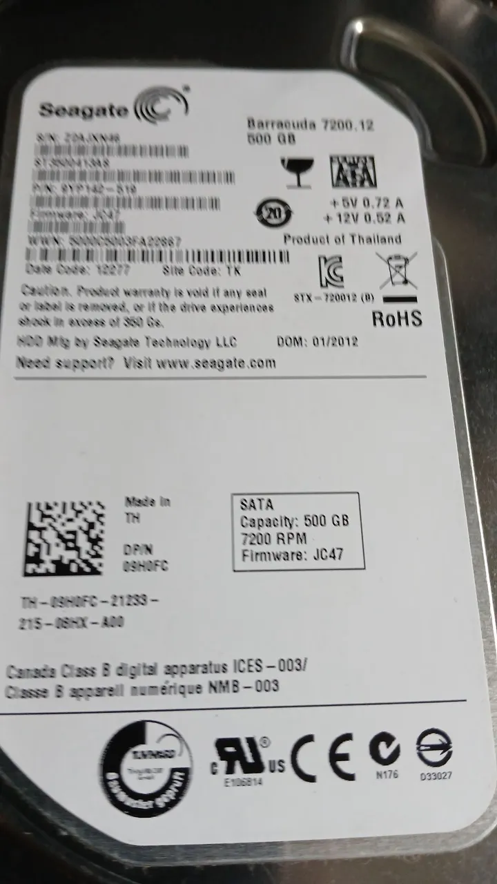 HD Seagate Barracuda 7200.12 500GB