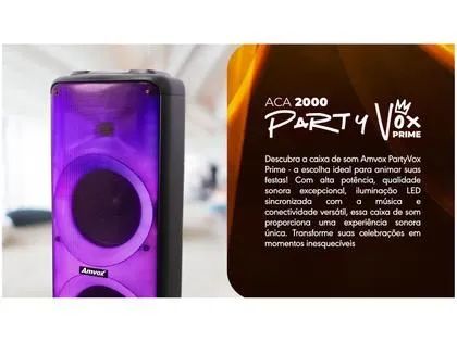 Caixa de Som Amvox 2000w Party Vox Prime Bluetooth - Foto 3