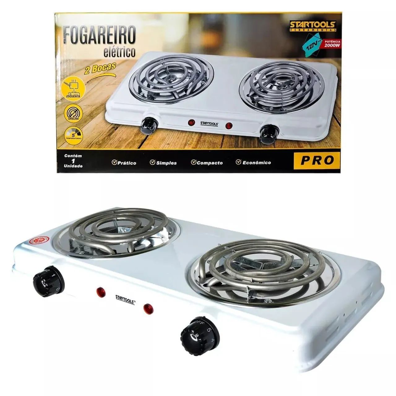 Fogareiro elétrico de 2 bocas 