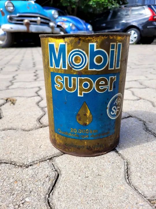 Duas latas antigas óleo Mobil - Foto 3
