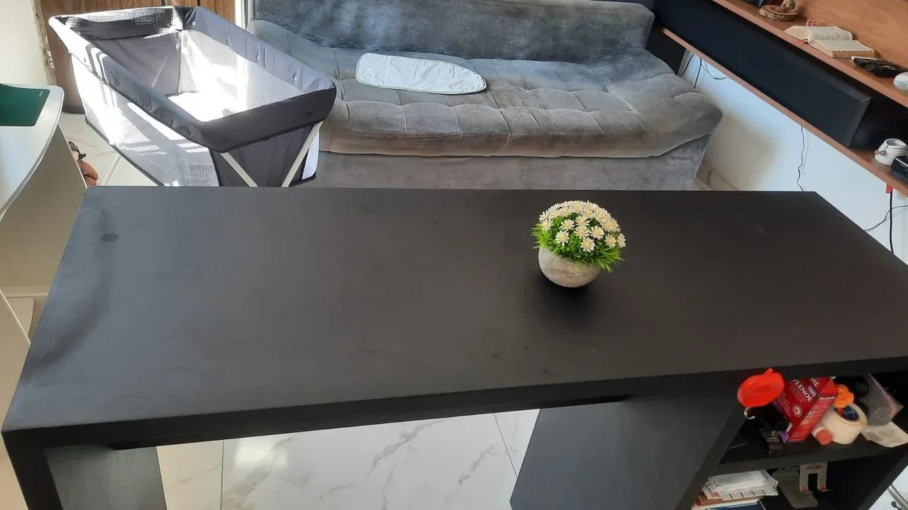Mesa bancada madeira com nicho  - Foto 5