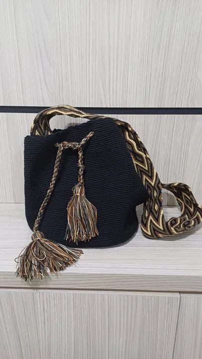 Bolsa Wayuu de ombro com alça colorida - Foto 4