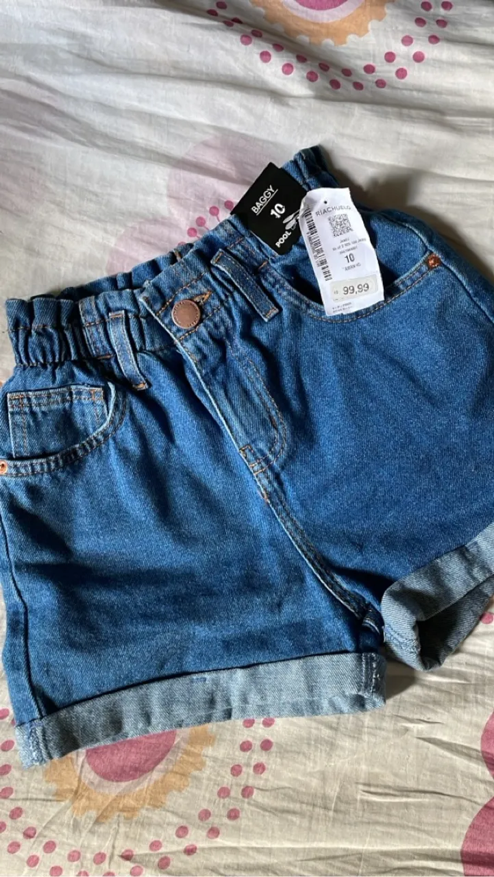 Shorts Jeans Baggy Feminino - Tamanho 10