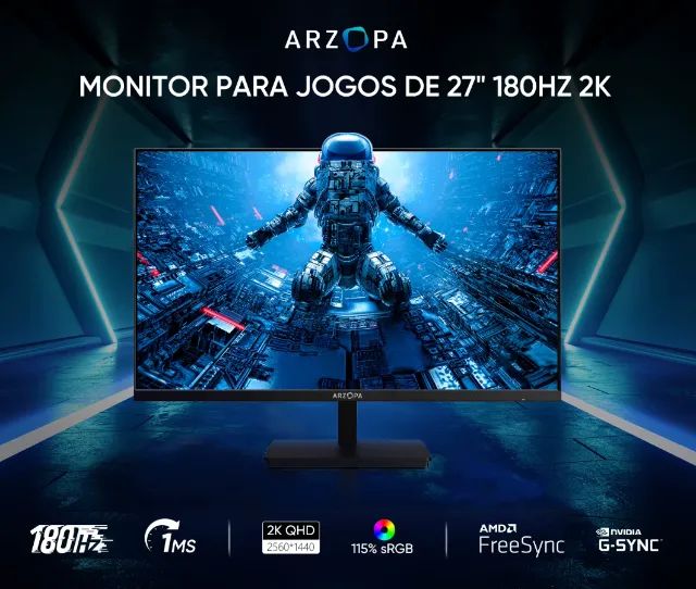 Monitor Gamer Arzopa 27 QHD 180Hz 1ms IPS FreeSync - Foto 3