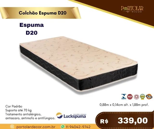Colchão espuma D20 a pronta entrega 