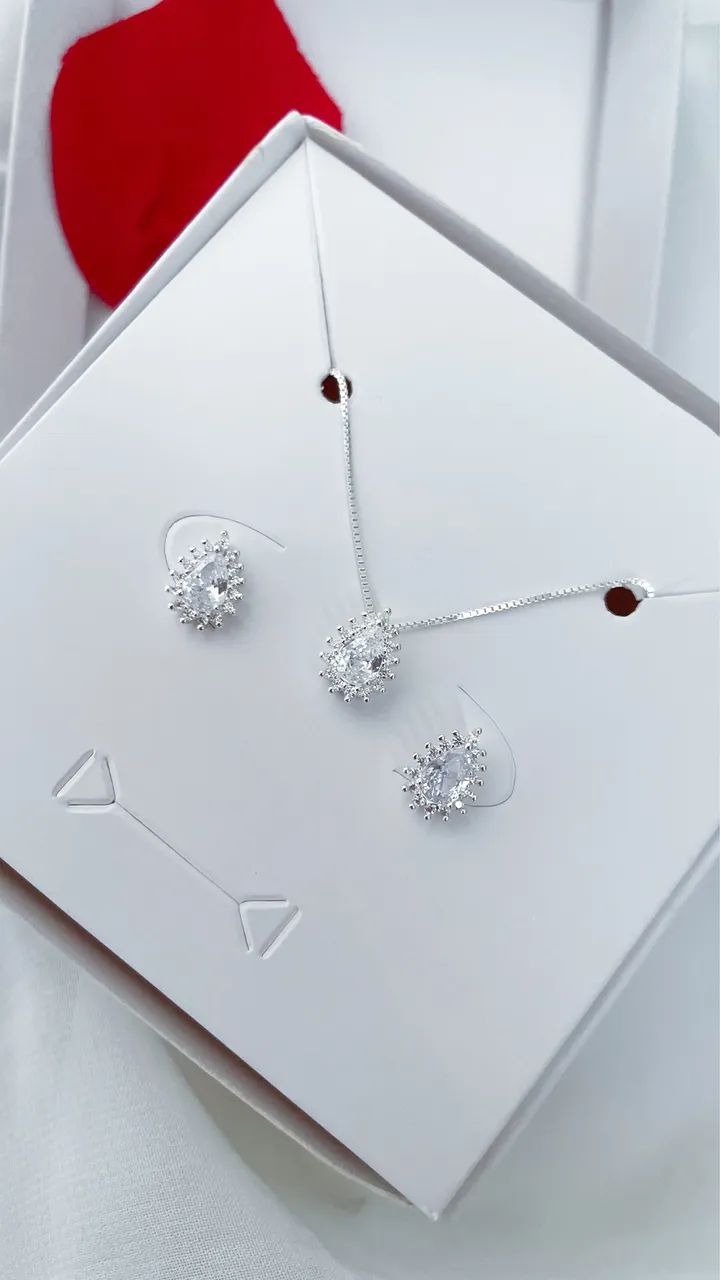 Presente ! Conjunto zircônia em Prata 925  - Foto 4